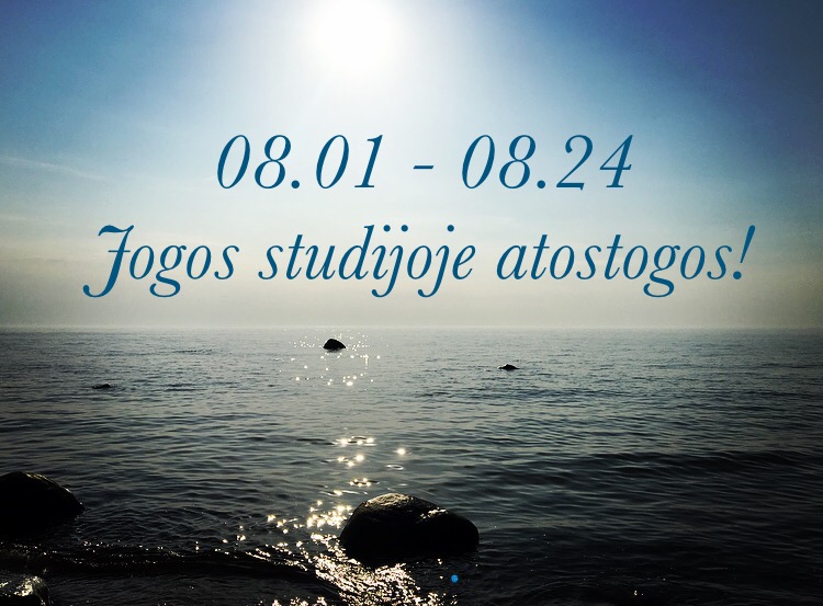 Atostogos jogos studijoje 2018.08.01 - 08.24